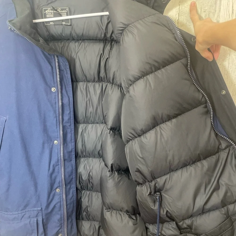 Eddie Bauer Vintage 100% Down Filled Coat Jacket‎ size XXL Navy Outdoor Winter